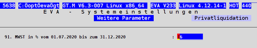 Praxissoftware EVA abasoft EDV Programme Verwaltung der Gebührenordnung Parameter PL Abrechnung Mehrwertsteuer