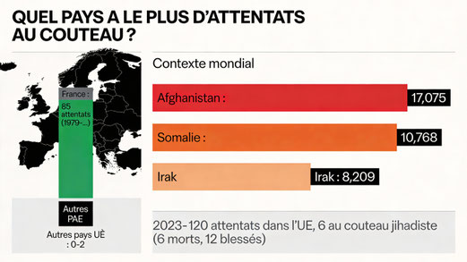 Quel pays a le plus d’attentats au couteau dans le monde