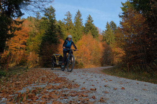 Hier in der steilen Passage bereits wieder auf der Abfahrt