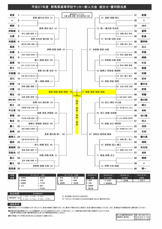 試合予定 15年度 高崎高校サッカー部ob会