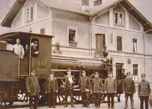 Bahnhof Netstal,  vermutlich um die Jahrhundertwende 1900