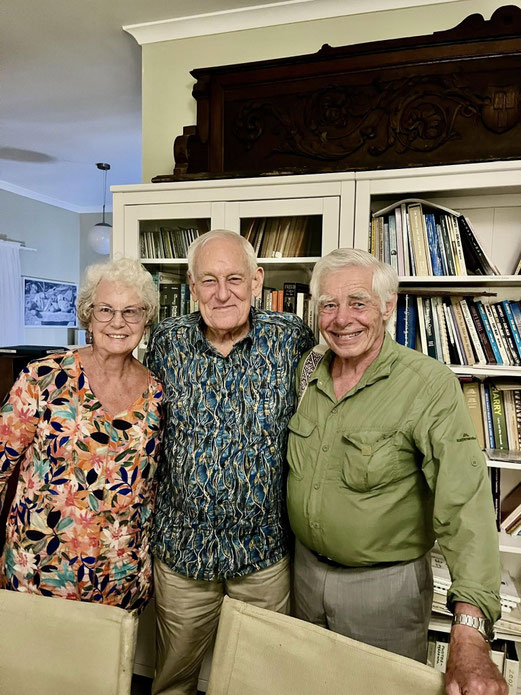 2020s : Pricipals of Avatar's Abode, Australia. (L-R) Ros & Roy Hayes & Bernard Bruford.