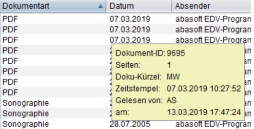 abasoft EDV-Programme GmbH EVA elektronisch verwaltete Arztpraxis Dokumente markieren gelesen und ungelesen EVA-Archiv