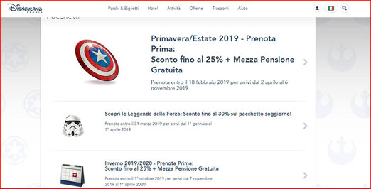 Promo 2019 su www.disneylandparis.it