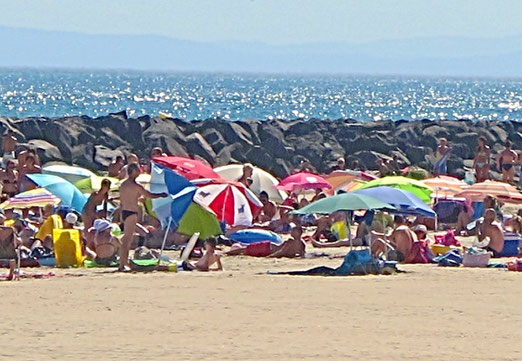 Strand, Sonnenschirm, Felsen, Meer