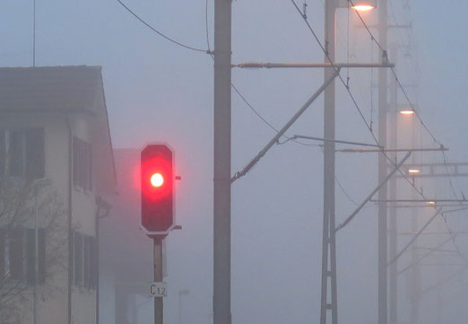 Nebel, Signal, Rot, Herbst