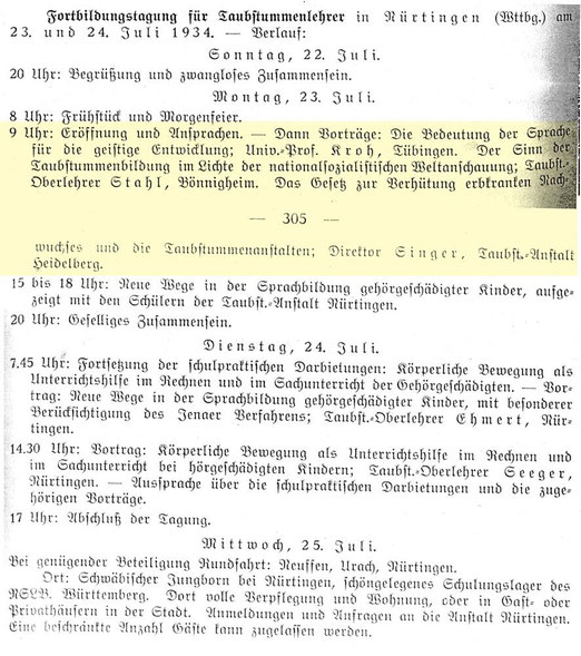 Einladung zur Tagung, Quelle: Die Deutsche Sonderschule 1 (1934), 304f.