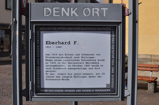 Denk Ort, Nürtingen, Erinnerung an Eberhard F., Foto: M.Werner - Das Bild kann per Klick vergrößert werden.