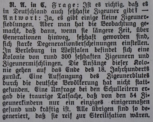 Mediale Diffamierung von Sinti im Nürtinger Tagblatt aus dem Jahr 1937