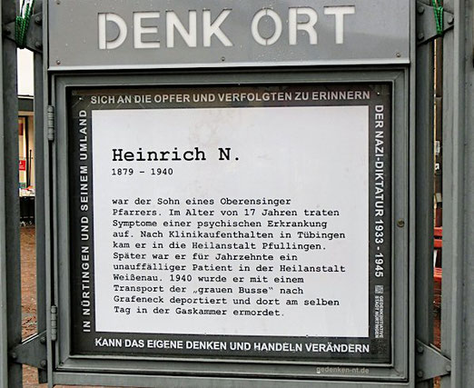 Gedenken an Heinrich N., Nürtingen, DenkOrt