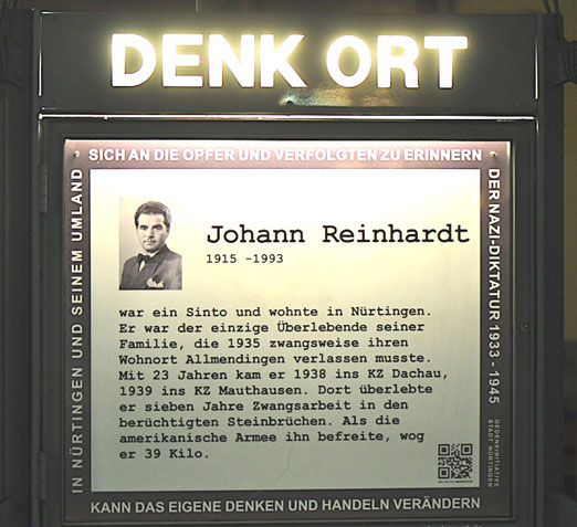 DenkOrt Nürtingen, Erinnerung an Johann Reinhardt, Foto: Manuel Werner