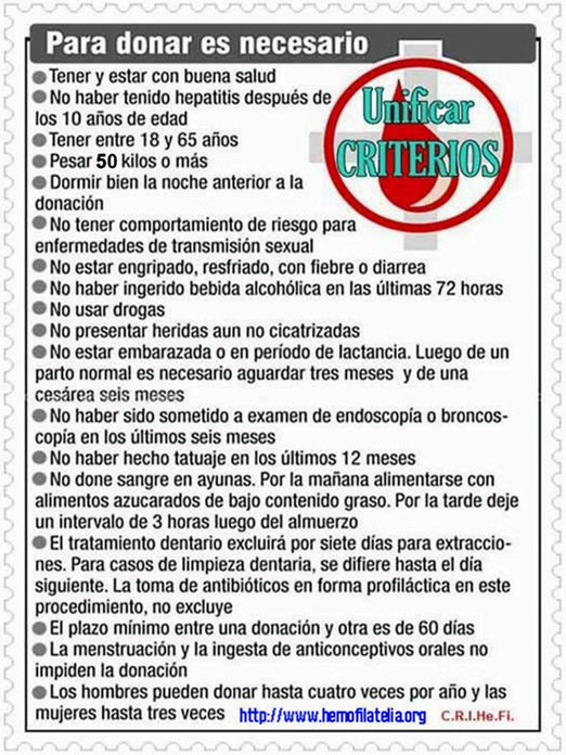 Requisitos para Donar Sangre.