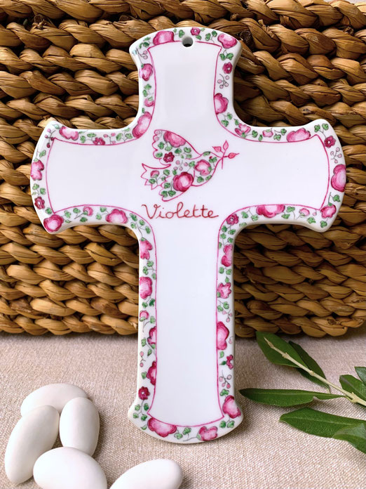 Grande croix ou crucifix Colombe liberty rose
