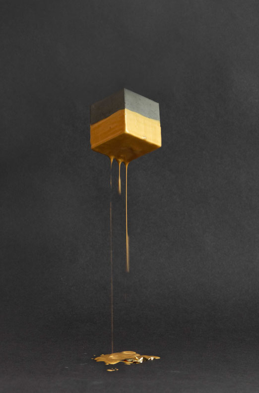 Exciting News, I completed my August still-life-challenge today and I am celebrating with concrete cube golden showers