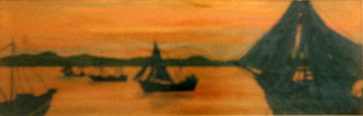 Abend am Meer - 70 cm x 30 cm - Öl auf Leinwand  