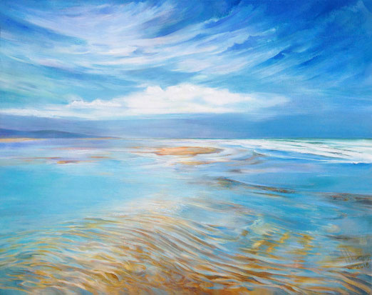 Überflutung nach dem Sturm (Narbonne la Plage) - Acryl - 70x100 -  H. Franz