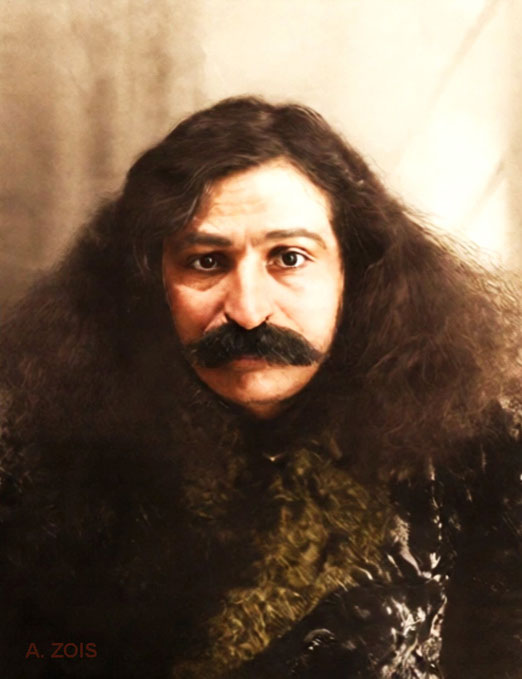 1931 : Meher Baba's passport photo in 1931 ( b/w ). Image rendition by Anthony Zois. BP