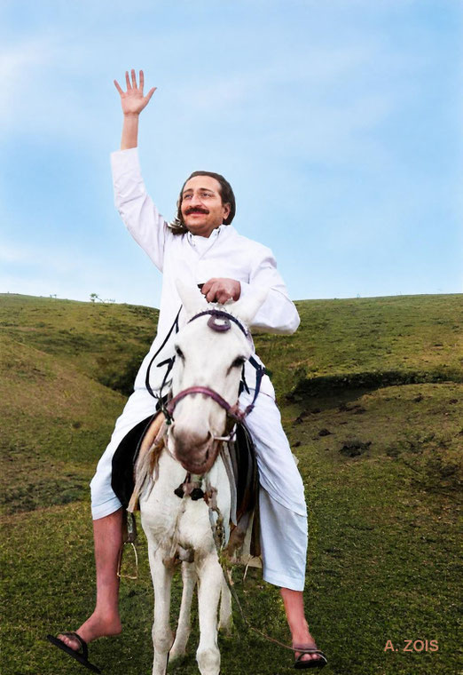 23. 1935-36 ; Meher Baba & Champa the donkey at Meherabad, India. BP