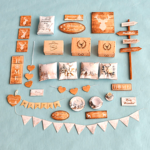 Miniatur-Winterdeko aus Papier basteln
