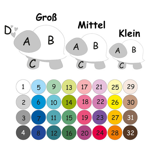Farbauswahl Geschwister Wandaufkleber 3 Schildkröten
