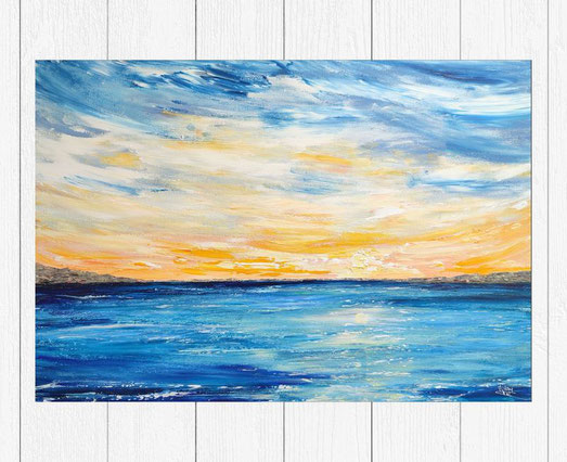 tableau-rectangle-abstrait-jaune-bleu-gris-ocean-coucher-de-soleil-deco-marine-marais-charente-maritime-seascapepainting-sunset