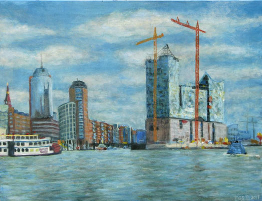 Hafencity, Format 80 x 60 cm, Eitempera/Öl-Lasur auf Leinwand, 2011