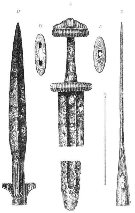 Flügellanzenspitze und Ritterschwert. 