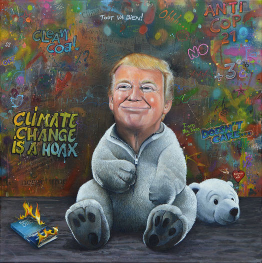 peinture contemporaine - Trump climat ours polaire - Don't care