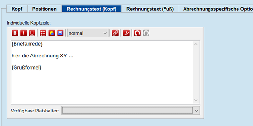 Rechnungstext Kopf - Fuss