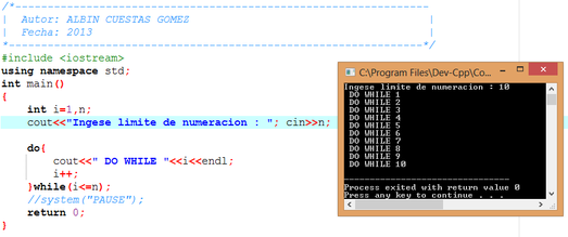 BUCLES EN C/C++ - ALBIN CUESTAS GOMEZ