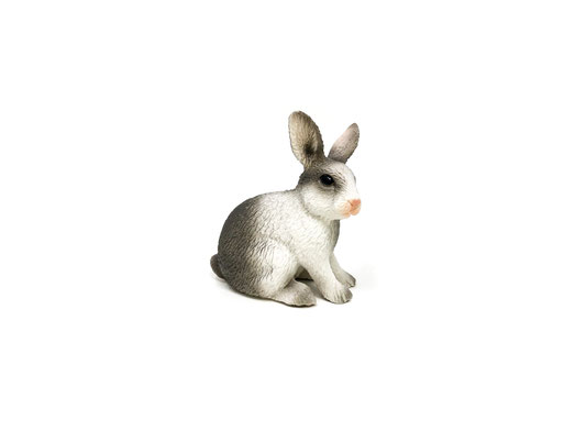Sitzendes Kaninchen in weiß-grau von Schleich mit der Artikelnummer: 13673