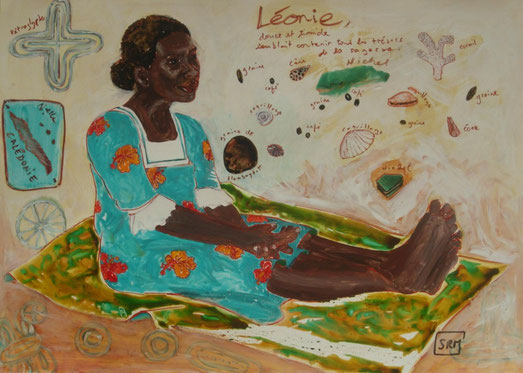 peinture-acrylique-aquarelle-papier-lanavanguard-femme-kanak-assise-roussel-meric-art