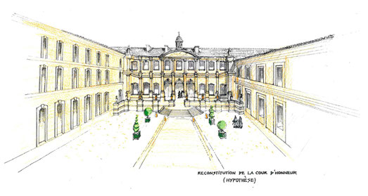 Cour d'honneur de l'abbaye Saint-Michel de Saint-Mihiel au 18e siècle