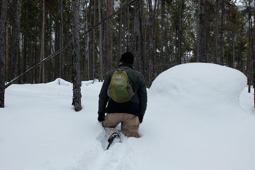 Snow hiking in Wyoming, winter hiking, outdoor adventures USA