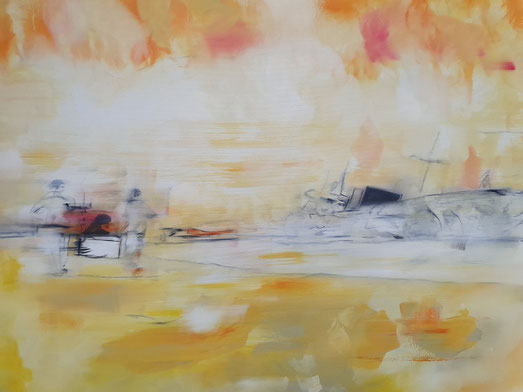 Deniz Alt: In der Wüste der Zeit, Öl-Leinwand, 80x100 cm, 2023
