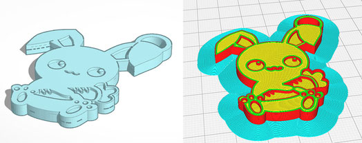 Bilddateien des 3D-Form des Kaninchen, in AutodeskTinkercad und UltimakerCura