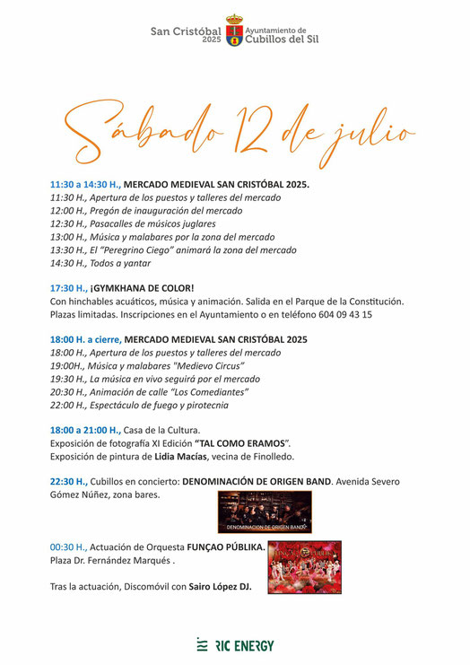 Programa del Mercado Medieval y Fiestas de Cubillos del Sil
