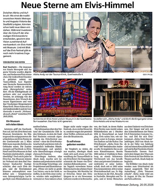 NEUE STERNE AM ELVIS-HIMMEL, Wetterauer Zeitung, 20.05.2026 von Beatrix van Ooyen