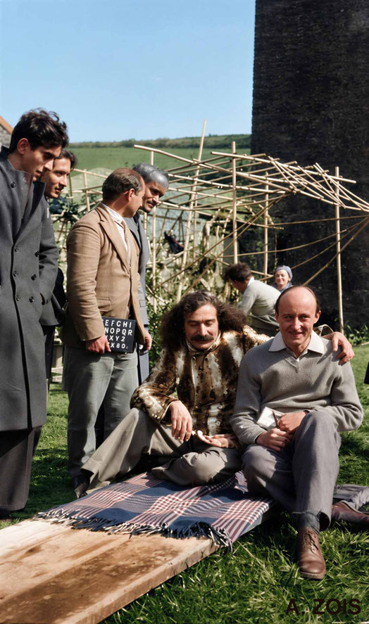 April 1932. Meher Baba with Meredith Starr and Baba's mandali at East Chalacombe, England. Image rendition by Anthony Zois.