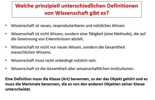 Was ist Wissenschaft - Prinzipiell unterschiedliche Definitionen von Wissenschaft - www.learn-study-work.org