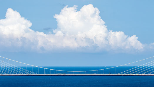 The Black Sea with clouds and a bridge