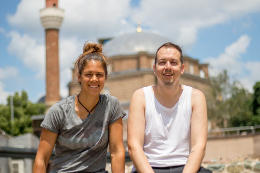 Viviane and our couchsurfing host William in Sophia
