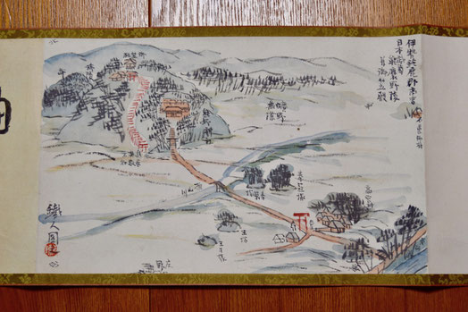 加佐登神社：富岡鉄斎巻物巻頭絵図