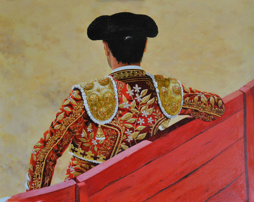peinture-hyperrealisme-torero-arenes-nimes-corrida-artiste-roussel-meric