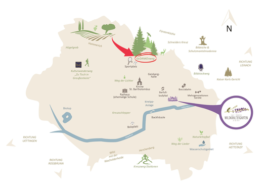 Freizeitideen in Greussenheim mit Gedankenweg und Wildkraeutergarten