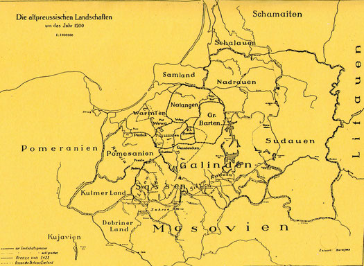 Die Altpreußischen/Prußischen Gaue. Das Samland war ein Ausgangspunkt der Eroberung und die Gründung der Stadt Königsberg.