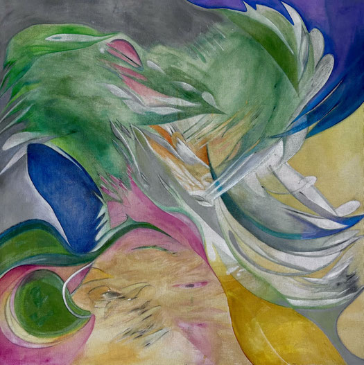 Zeitzeichen (0-14-19) 22-25 / 135x140cm / Schichtungen auf Leinwand