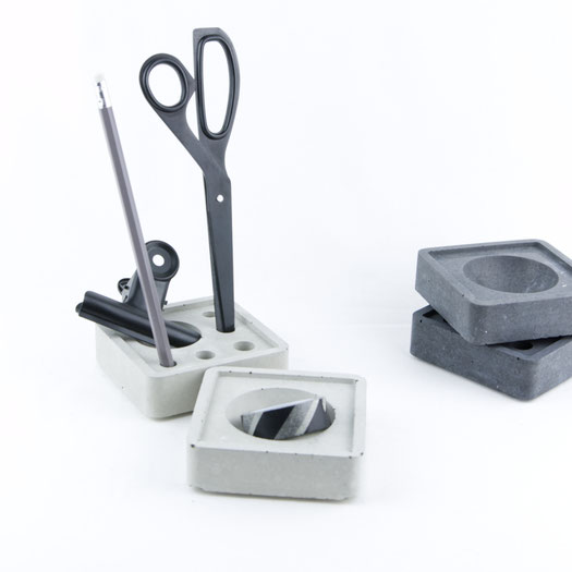 Square Concrete Desk Tidy Tray Set By PASiNGA