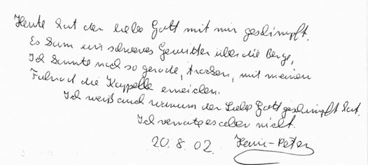 Eintrag aus dem Gästebuch (2002)