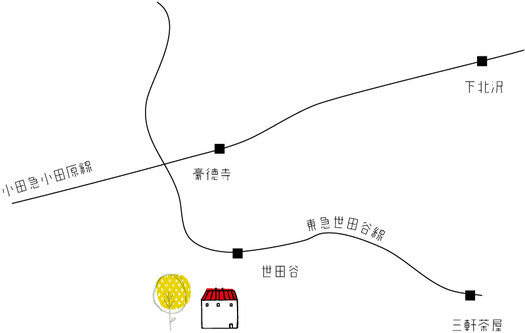 世田谷ピアノ教室イラスト地図（ピアノ教室ホームページ作成サービス用）
